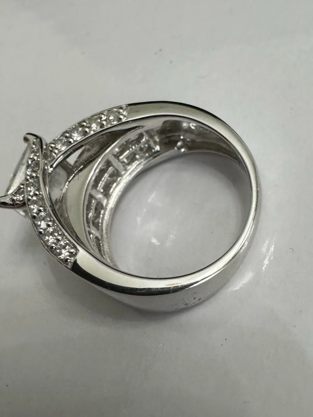 925 Silver Ring w/Large Square Cut Center CZ & sizzling CZ accents- A Statement!